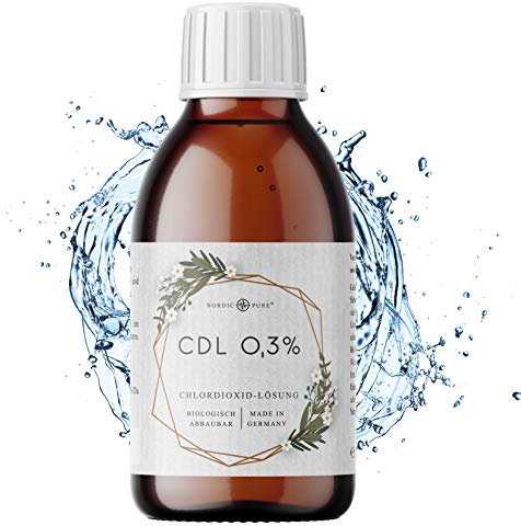 CDL - Chlordioxid Lösung 0,3% von Nordic Pure | 250 ml Chlorine Dioxide Solution in Braunglasflasche zur Trinkwasserdesinfektion | CDL/CDs Made in Germany und Zertifiziert nach der Biozid-Verordnung