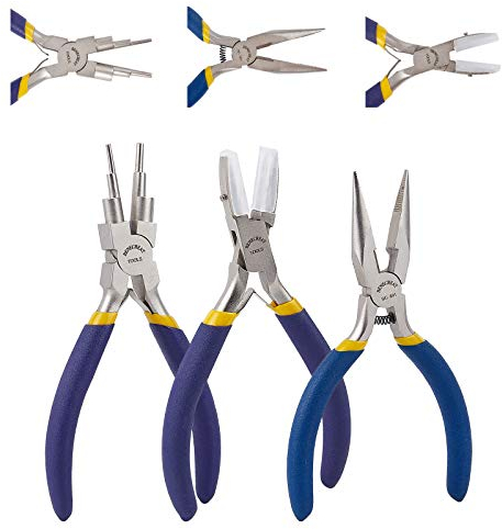 BENECREAT Set di 3 pinze per gioielli, 6 in 1 pinze per gioielli in nylon doppio clip per gioielli e clip per naso catena