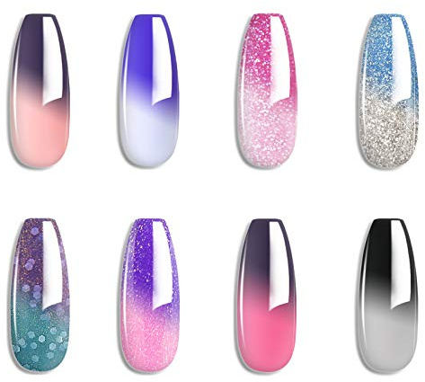 Omainy Chameleon Gel Nail Polish Kit, 8 Colour Changing UV LED Nail Varnish Set