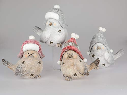 Windlicht in Form von einem Wintervogel 30 cm (Braun/Rot)