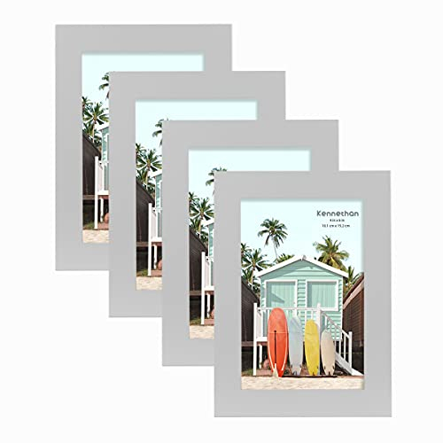 kennethan Bilderrahmen Fotorahmen mit Acrylglas zum aufhängen und aufstellen (Grau, 10x15-4er Pack)