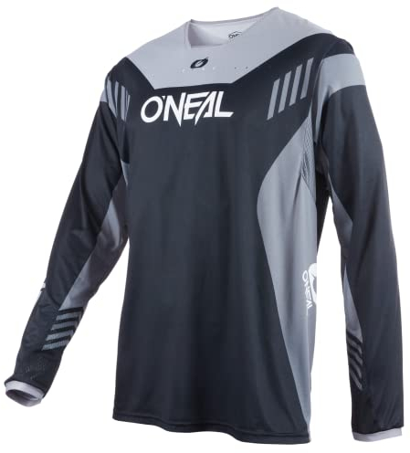 O'NEAL | Mountainbike-Trikot | MTB Mountainbike DH Downhill FR Freeride | Atmungsaktives Material, maximale Bewegungsfreiheit | Element FR Jersey Hybrid V.22 | Erwachsene | Schwarz Grau | Größe S