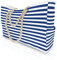 MULTIONS Extra große Damen Strandtasche mit Anti-Diebstahl-Magnetschnalle, Anti-Diebstahl-Strandtasche mit Innentasche Umhängetasche (XL,Blaue und weiße Streifen)