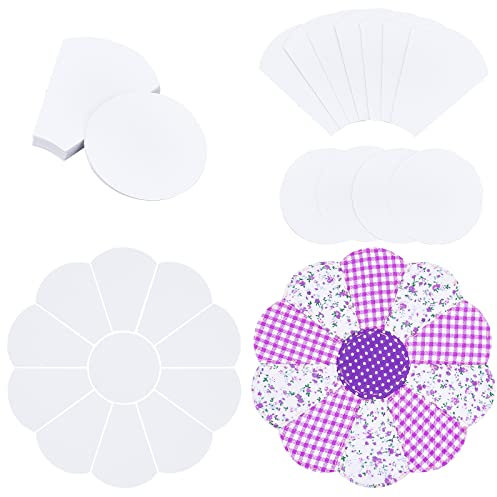 Arricraft 44 Stück Blumenform Papier Quiltvorlagen, Handgemachtes Englisches Paper Piecing Trapez Mit Flacher Runder Quilting Templates Für DIY Patchwork-Nähhandwerk