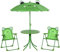Outsunny Kids Outdoor Table and Chairs Garden Furniture Frog Pattern with Removable & Height Adjustable Sun Umbrella, Green