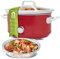 TurboTronic/Slow Cooker / 3,5 L/rot/weiß, hellblau/weiß, schwarz/Schongarer mit Warmhaltefunktion, Dampfgarer, Schmortopf, Gartopf, Sous Vide Garer, Retro-Look (Red)