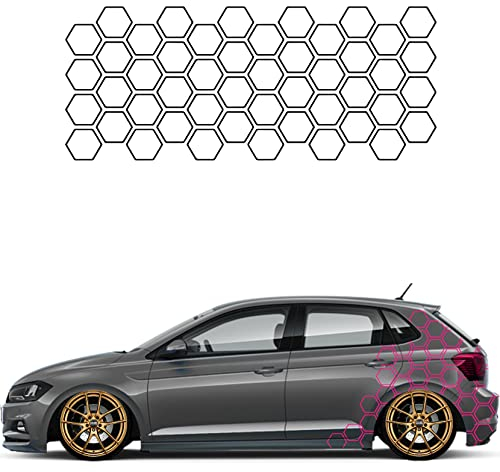 1A Style Sticker Auto Waben Offen Aufkleber Autodekor Tuning KFZ Seitenaufkleber Hexagon Wohnwagen Premium Folie (Pink)