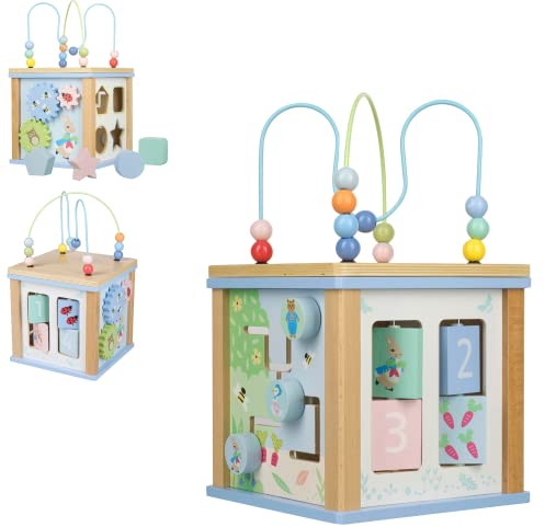 ORANGE TREE Peter Rabbit Wooden Activity Cube - Baby Activity Centre for Toddlers - Early Development Toy - Official Licensed Gift