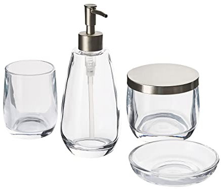 Accessoires de Salle de Bain en Verre Transparents 4 Pièces Glamour et Fonctionnel Sonora
