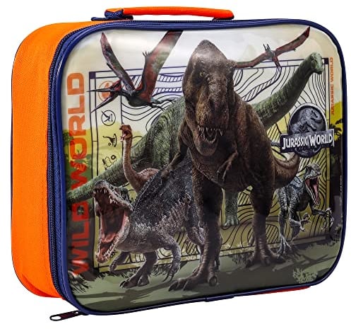 Zawadi Global Jurassic World - Lonchera rectangular aislada para niños y niñas, tamaño perfecto para empacar aperitivos fríos o calientes para la escuela y viajes, sin BPA