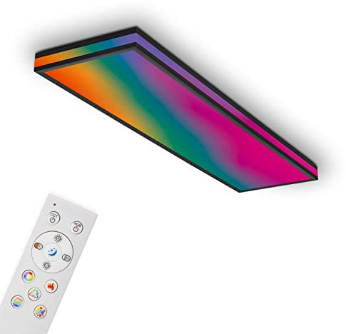TELEFUNKEN - LED Deckenleuchte RGBIC Magic, LED Deckenlampe CCT, inkl. Randlicht, Dimmbar, Farbwechsel, Fernbedienung, Nachtlicht, 1000x250x70 mm (LxBxH), Schwarz
