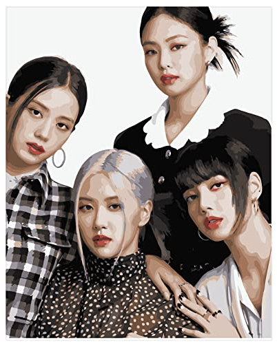 TuYines Kpop Blackpink Paint by Numbers Kit de peinture à l'huile faite à la main pour adultes - Article pour fans de Blackpink - Sans cadre - 40 x 50 cm