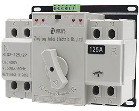 EUPXRHY Mini Inverseur de Source Automatique à Double Alimentation 2P Commutateur de Transfert Automatique Inverseur de Sources Commutateur à Bascule Disjoncteur Inverseur 63A 80A 100A 125A,63a