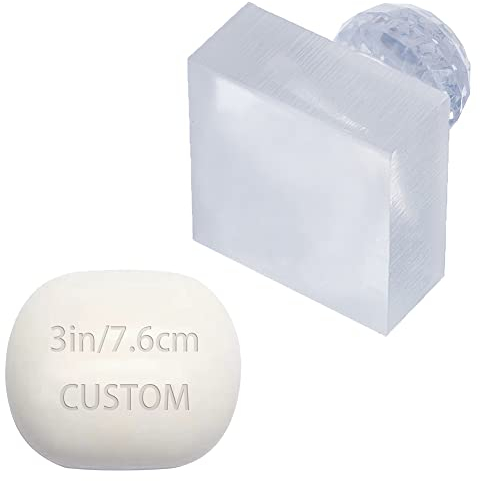 CRASPIRE Timbri per Sapone Personalizzati Timbri per Sapone Acrilico Fabbricazione di Sapone Timbro per Sapone Fatto A Mano Da 3 pollice/7 cm Personalizzato con Manico Timbro per Goffratura Del Sapone