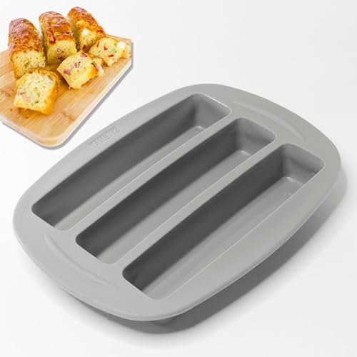 Akenz - Moule Mini Cake 3 en Silicone platinium petit Rectangulaire pour multi Apéritif Pâtisserie Gateau - Compatible avec Cake Factory Version Améliorée + EBOOK OFFERT