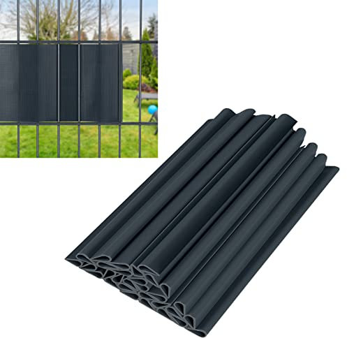 YZNAHRE 50 Stück PVC Befestigungsclips Klemmschienen für Sichtschutzstreifen Sichtschutzfolie, Anthrazit Universal Klemmstreifen