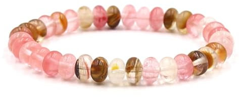 BCughia Armband Teenager Mädchen, Armband Perlen Retro Rosa Beads Armband Rundschliff Achat Elegantes Perlenarmband Schmuck Geschenk 19cmx8mm