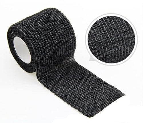 RIAAJ 4.8 m color sports self-adhesive elastic bandage wrapping tape elastic for knee support pads fingers ankle palms shoulde-Black,2.5cm X 4.8m