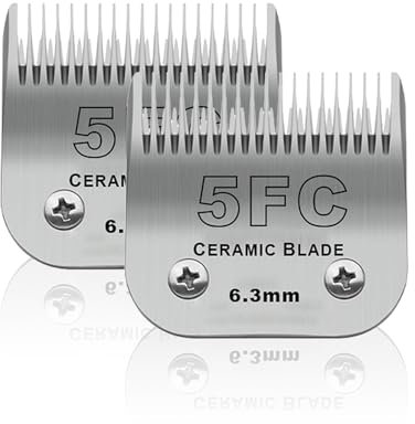 BESTBOMG 2 unité Lame de Rechange pour toilettage de Chiens,Compatible avec Les séries Heiniger/Moser Max45/Andis/Oster A5 Tondeuse pour Chien,Taille 5FC 1/4(6,3mm) Longueur de Coupe
