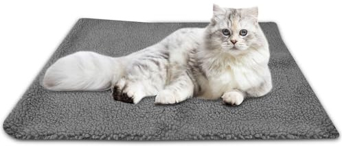 Newpop Grigia Coperta Riscaldante per Cani, Tappeto Gatto Termica Invernale, Tappetino Termico Gatti, Cuscino per Cane, Copertine per Cani, Regali per Gatti, per Uso Interno Esterno, Coton Perlato.