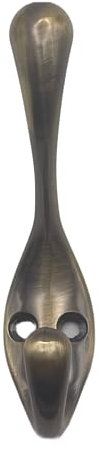Aretro Heavy Duty Double Hat & Coat Bath Robe Hook Hanger 90mm Antique Brass Effect Holds 7.5kg Back of Door Wall Hook 1 Pack of 1