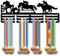 CREATCABIN Equestre Medaglia Gancio Display Porta Medaglia Cremagliera Sport Metallo Appeso Atleta Premi Ferro Montaggio A Parete Decorazione Oltre 60 medaglie per Equitazione Competizione 40x15cm