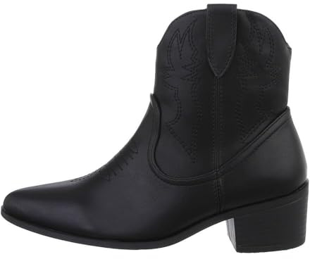 Ital Design Damen Stiefeletten mit Reißverschluss und Blockabsatz, spitze Form
