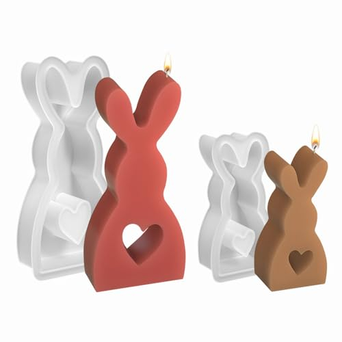 Wnddle 2 Stück Stück Ostern Kaninchen Silikonformen Gießformen, Ostern Kaninchen Silikonformen Gießformen, Hasenform für Ostern, Osterhase Beton zum Gießen, Silikon Gießform für DIY Handwerk