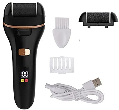 Lima eléctrica portátil para pies, removedor de durezas, herramientas profesionales de pedicura para el cuidado de los pies con 2 rodillos y pantalla digital LCD de 2 velocidades, blanco (blanco)