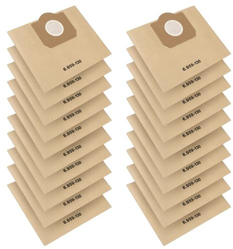 20 Stück Papierfilterbeutel für Kärcher 6.959-130.0 Staubsaugerbeutel,Staubsaugerbeutel WD3,für WD3 1629 MV3 Premium A2201/2204/2504/2554/2251/2604 Kärcher staubsauger Filtertüten