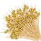 LIERFIS 200 Piezas Pinchos Cocktail, 12cm Palillos de Perla para Aperitivos Pinchos de Bambú para Bebidas, Frutas, Embutidos, Sándwiches, Decoración de Bar, Comida para Fiestas,Oro