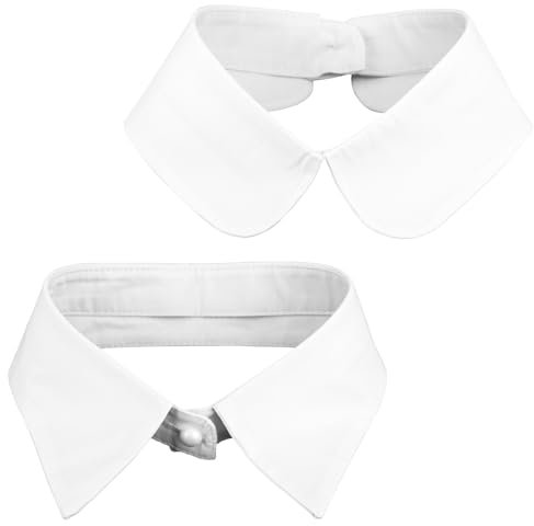 Mikovivi 2pcs Faux Col, Blanc Simple Cols Détachables Col Amovible Faux Cols de Chemise Faux Col pour Femmes Filles