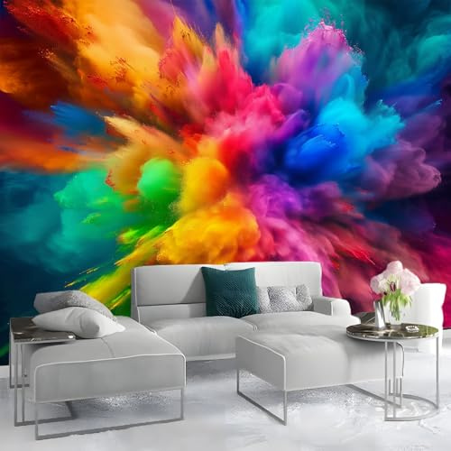 Vlies Fototapete 250 x 175 cm Foto Tapete Farbe Explosion Regenbogen Schlafzimmer Wohnzimmer Moderne Vliestapete XXL Bildtapete 3d Effekt Wand Dekoration - Weltall Rot