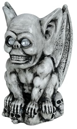 FIESTAS GUIRCA | Polyresin Gargoyle (20x12 cm) - Scary Decoration for Halloween and Terrifying Parties - Ideal for Props and Horror Scenes - Grey