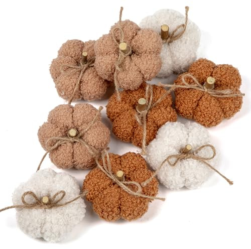 9er-Set Künstliche Samt-Kürbisse 8cm Künstlicher Kürbis für Herbstdeko | Tischdekorationen DIY-Herbstdekorationen, Herzstück für Herbsthochzeit, Herbst-Wohnkultur, Thanksgiving-Dekoration