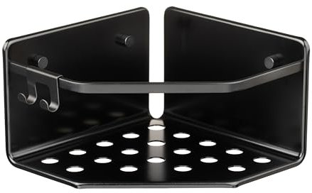 TATAY Panier de Douche d'angle de la Collection Serenity, en Aluminium, Couleur Noir, Dimensions 20 x 20 x 12 cm