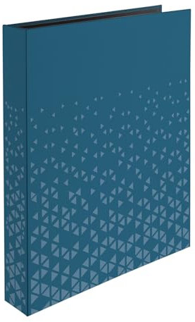 HERMA Ringbücher A4 Blau Set, 12 Stück, schmal, 4 Ringe, 46 mm breit, Ringordner mit veredeltem Dreieck Muster und Softtouch Oberfläche, Hardcover Ordner für Fotohüllen Prospekthüllen Sammelhüllen