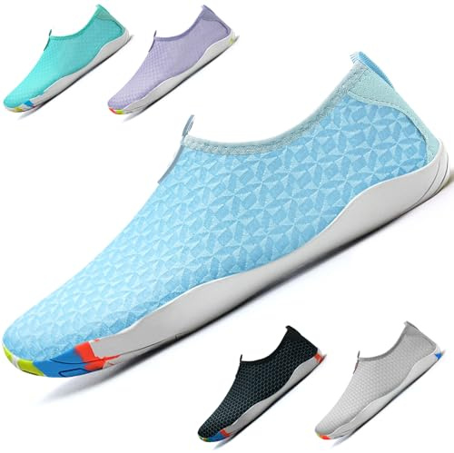WateLves Beach Swimming Water Shoes Men Women Swim Aqua Barefoot Yoga Surf Shoes Quick Drying Lightweight Unisex (Hellblau 7)