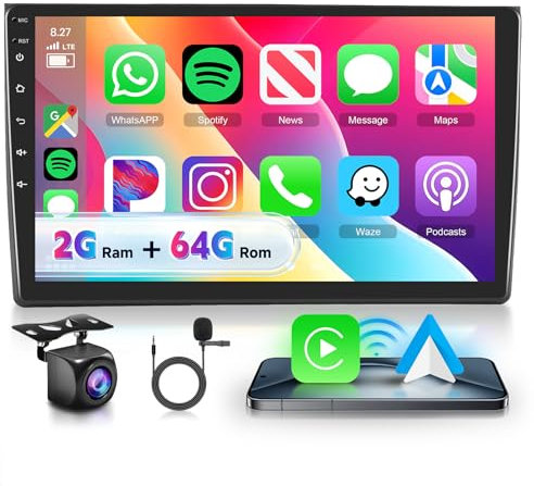 VECHTEL Autoradio 2G+64G Android 15 für Audi A4 2002-2008, 9 Zoll HD 2.5D Touchscreen Auto Radio mit Drahtlos Carplay Android Auto GPS Wi-Fi USB Bluetooth FM RDS Radio Rückfahrkamera