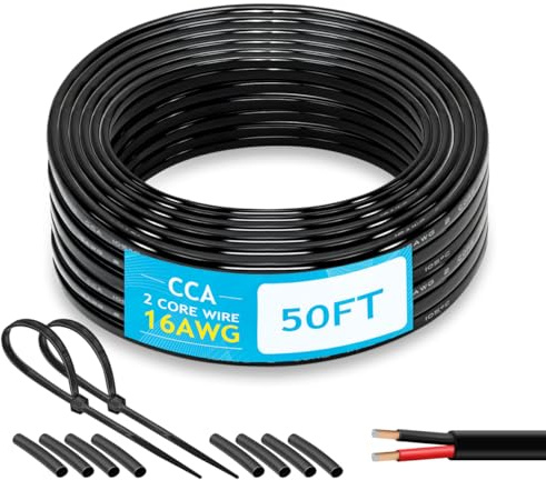 14 Gauge Electrical Wire, 100FT 14 AWG 2 Conductor Wire, Flexible CCA Stranded PVC 14/2 Cord Cable Wire for Automotive Wiring, Marine, LED Strips, Solar, RV, Lighting Battery Cable 12V 24V 31m
