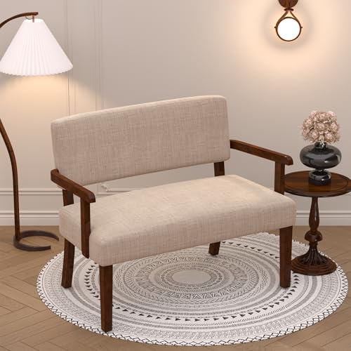 EOSVALO Sitzbank mit Lehne, 110x66x83cm, Küchensofa, Küchenbank | Esszimmerbank mit Weichem Sitz und Armlehnen, für Wohnzimmer, Esszimmer, Leseraum und Warteräume