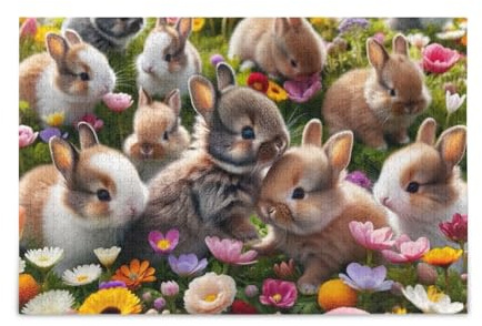 Osterhase Blumen Puzzles Herausforderndes Puzzlespiel Spaß Familienaktivität 1000 Teile