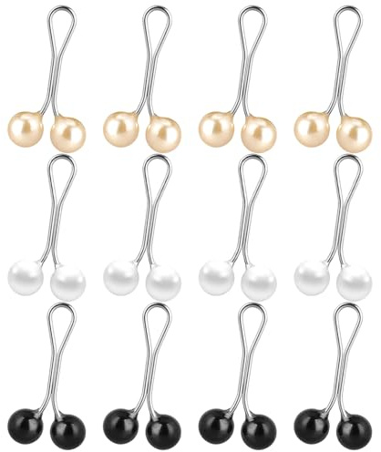 12 Stück Damen Hijab Pins Clips, Schal Perle Pins Kopftuch Schals Dekoration Clip Brosche Pin U-förmiger Clip Frauen Pullover Hijab Pin Set für Muslim Schmuckzubehör