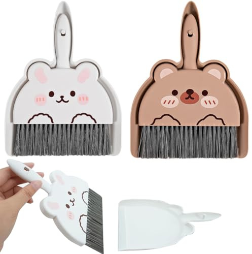 BAHME 2 Pcs scopa e paletta, paletta scopa, scopa paletta, Mini scopa e pala, scopa e scopa a mano, piccola scopa da tavolo con paletta, set di mini scopa per casa, ufficio, scuola e animali domestici