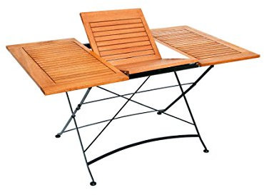 MERXX Tisch Schlossgarten aus Eukalyptus und Stahl, klappbar, ca. 100/150x90 cm, FSC Mix