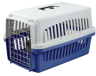 KCT Medium Blue Plastic Cat Carrier Cage Crate for Pet/Dog/Kitten/Puppy