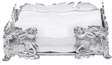 Arthur Court Napkin Holder Box Classic Heavy Cast Aluminum Metal Luncheon Fits Large Lunch Square Spring/Easter Napkins 7.5 inch Square