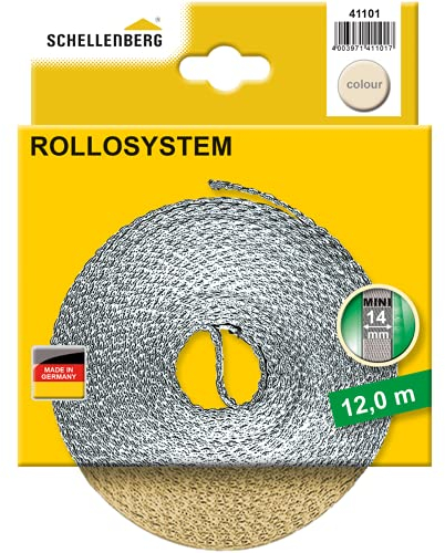 Schellenberg 41101 Sangle pour volet roulant, 14 mm, 12 m, Beige