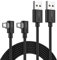 SUNGUY Câble Micro USB 90 Angle, 2 pièces 2m 3A Micro USB Câble de charge USB 2.0 Transfert de données Compatible avec Galaxy S7 Edge S6 S5, Moto E6 5 4, Xperia Z5, Kindle Fire, LG