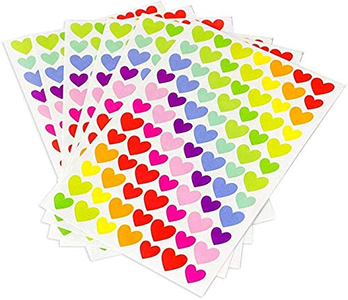 Sticker für Kinder & Kalender zum markieren von Ereignissen, 6 Blatt Bunte Herzen ca. 300 Stück Tagebuchsticker | Aufkleber | Geschenk | Tagebuch | Herz